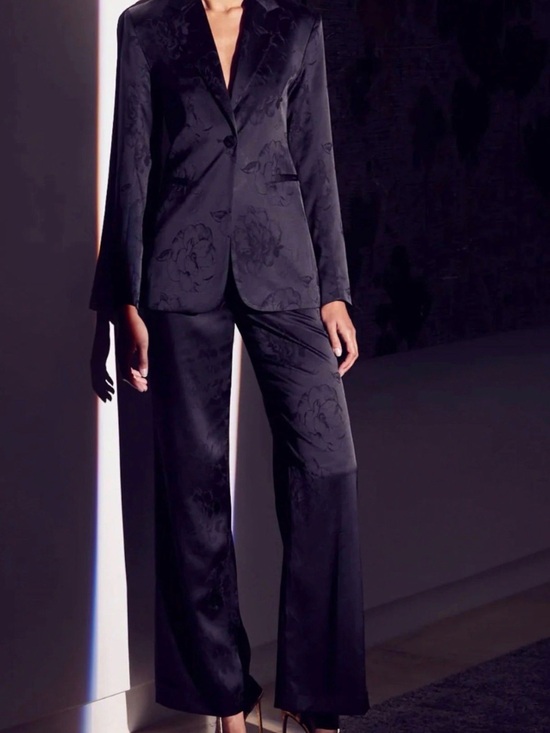Misa Los Angeles Pants - $290 NWT Misa Los Angeles Black Floral Jacquard Wide-Leg Pants